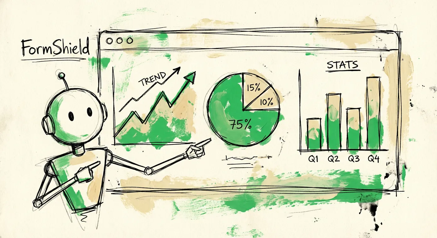 Hand-drawn dashboard showing form metrics and charts