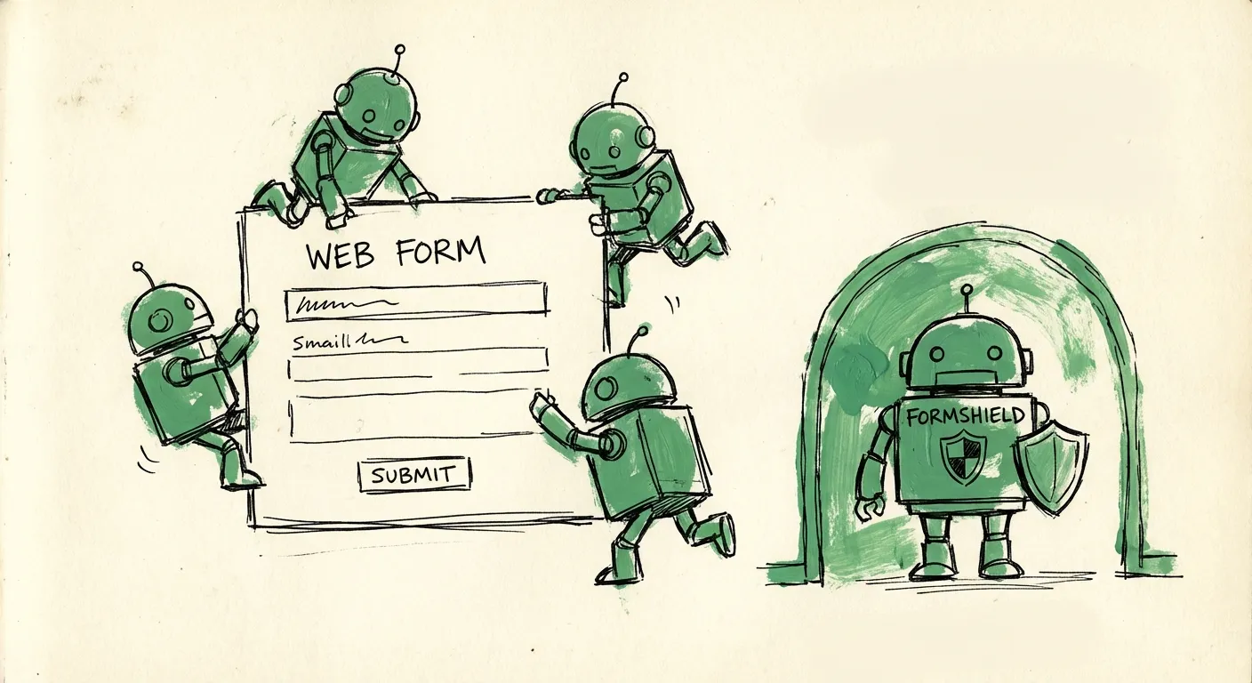 FormShield bot character blocking spam bots from attacking a contact form